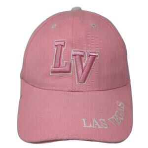 Las Vegas Strapback Baseball Cap Pink One Size Adjustable Embroidered Lanza